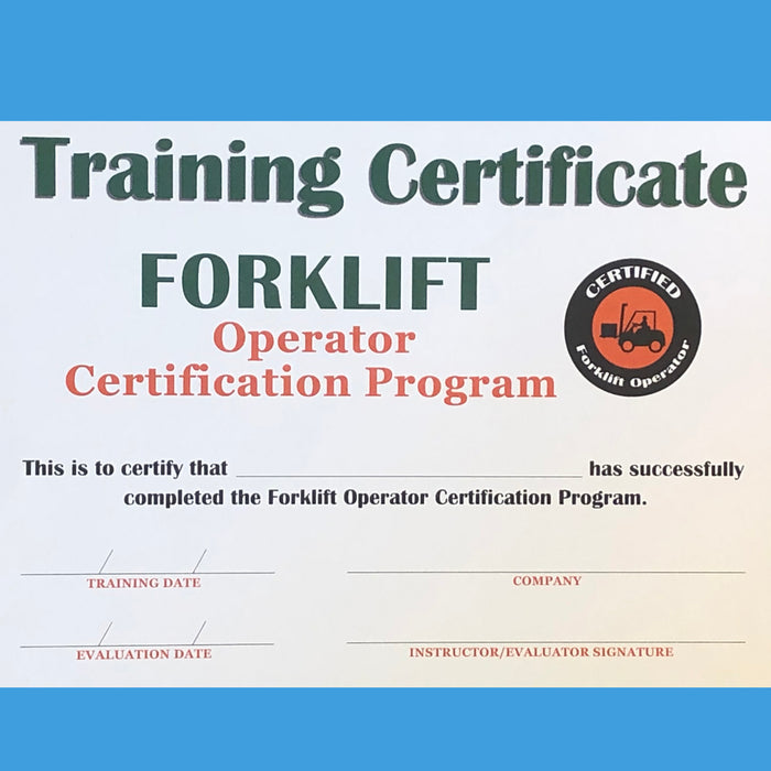 Forklift Operator Certification Series: Certificate